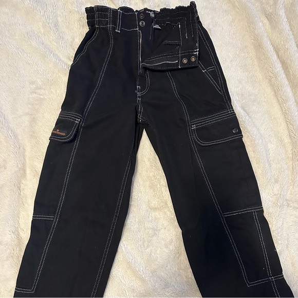 Black Cargo Style Pants (Stretchy waistband) - Picture 1 of 9